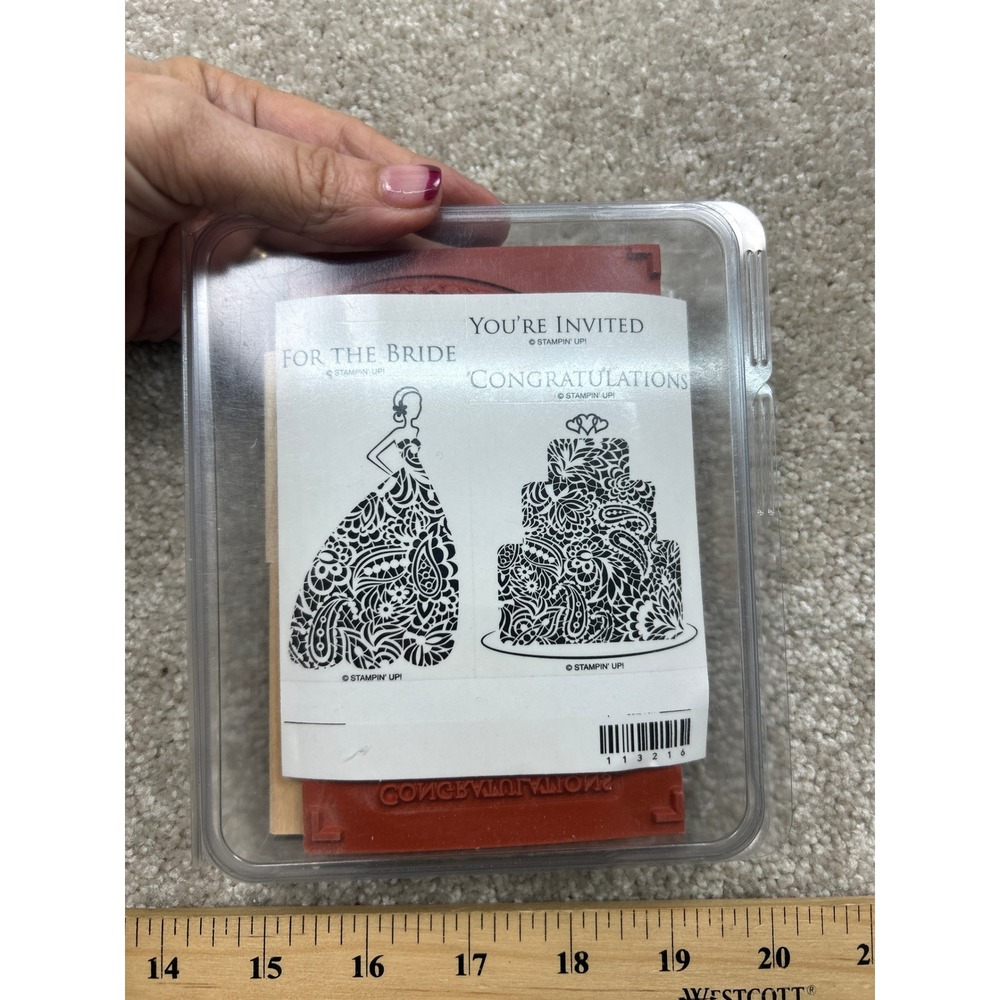 Stampin Up For The Bride 113216 Wood Mount Rubber Stamp Set Wedding 5pc